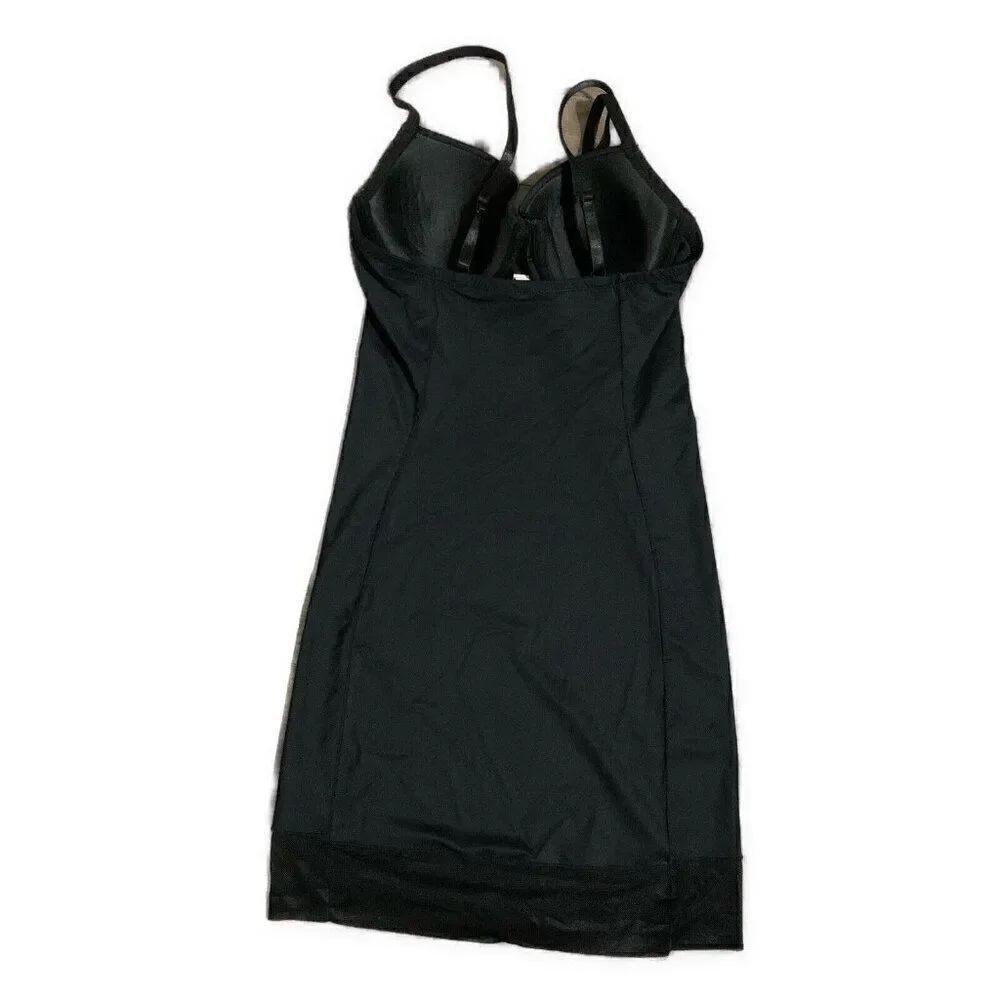 Womens Solid Black Padded Nightie Nightgown Lingerie Under Wire Small